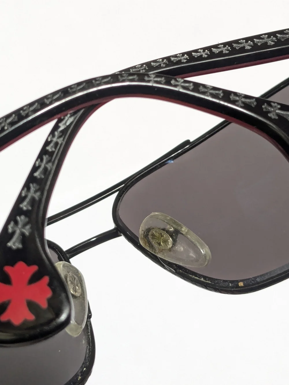 Chrome Hearts The Beast Sunglasses Black Red Aviator Gray Lens Cross
